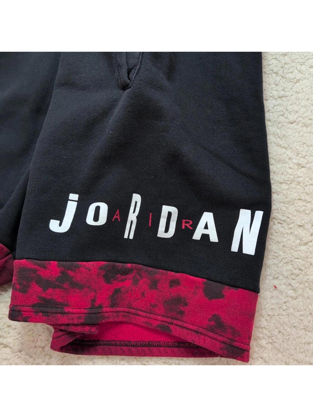 Jordan Sweat Shorts Men’s XL Black Red DD5221-010 Athletic Casual Streetwear - Picture 4 of 11